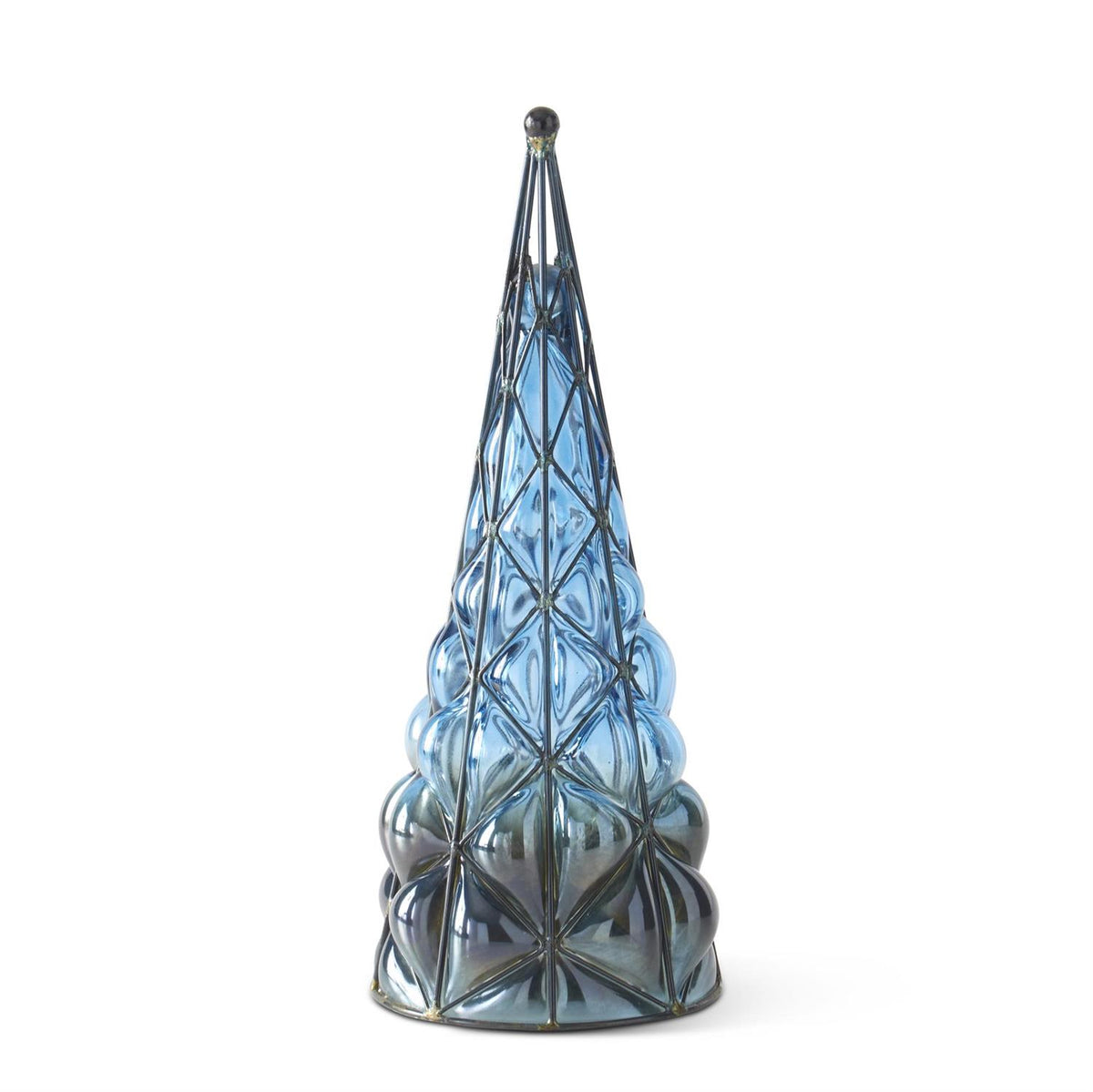 Set of 3 Blue Blown Glass Christmas Trees – Set of 3