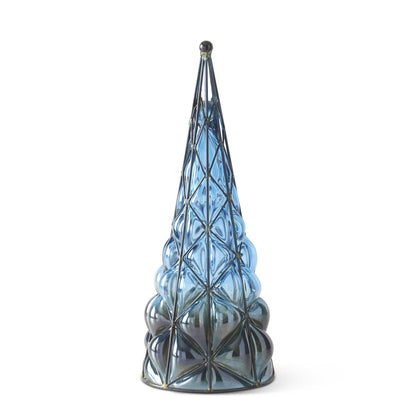 Set of 3 Blue Blown Glass Christmas Trees – Set of 3