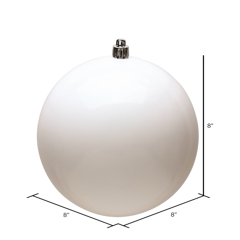 8" Shatterproof Ball Ornament - White - Shiny - UV treated — view 3