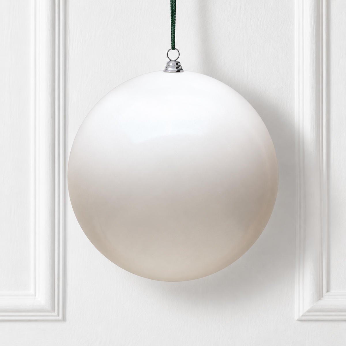 8" Shatterproof Ball Ornament - White - Shiny - UV treated — view 2