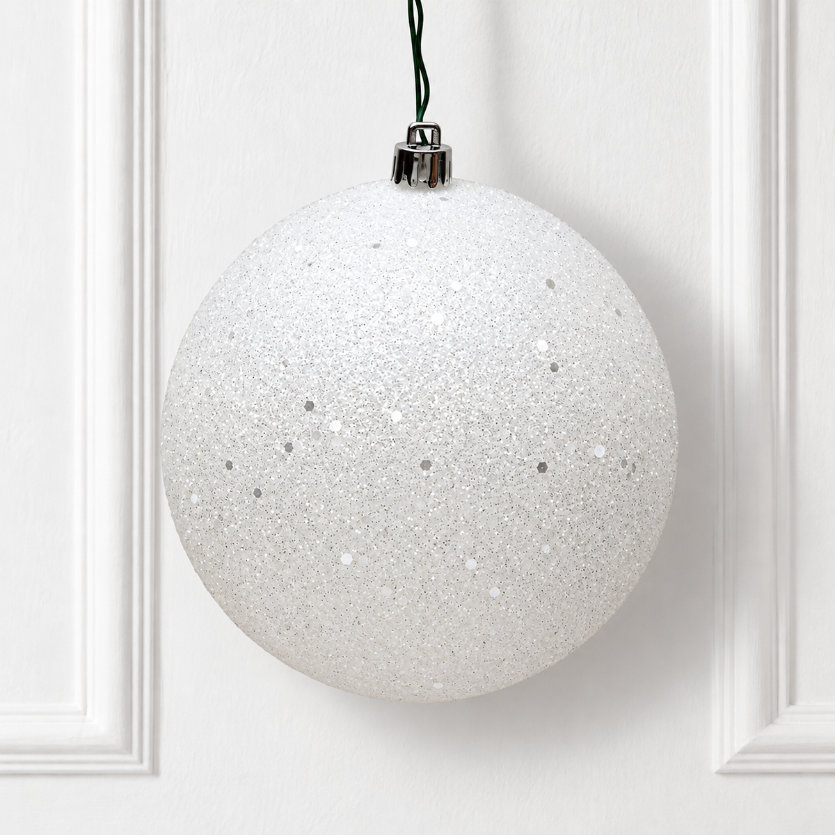 8" UV Treated Ball Ornament - White - Sequin — view 2