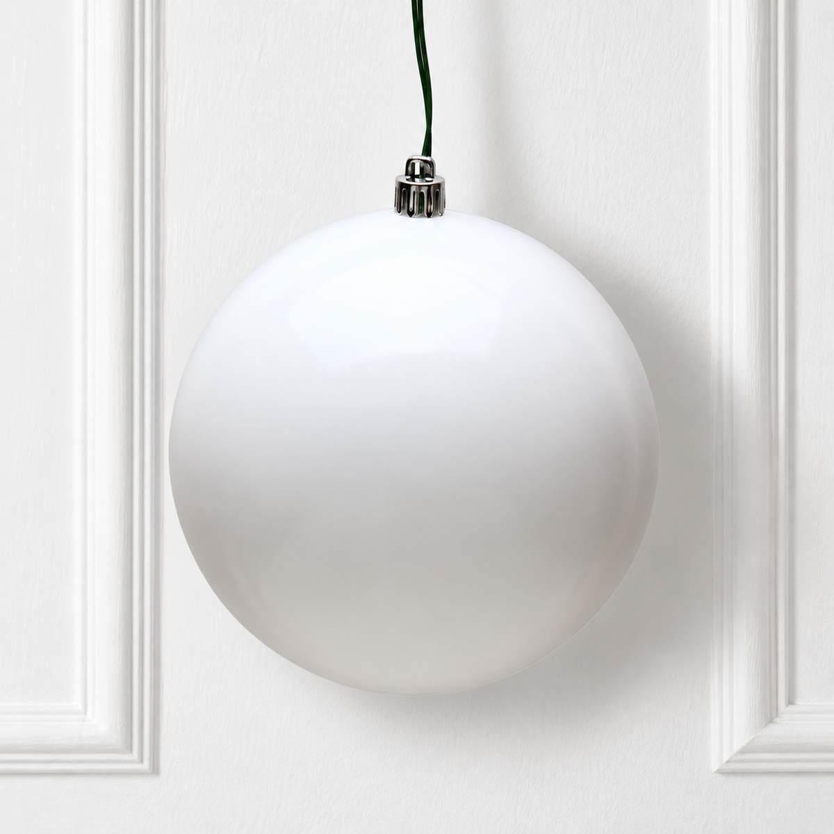 8" Shatterproof Ball Ornament - White - Candy — view 2