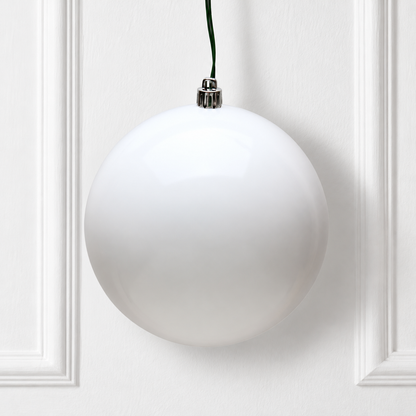 8" Shatterproof Ball Ornament - White - Candy — view 2