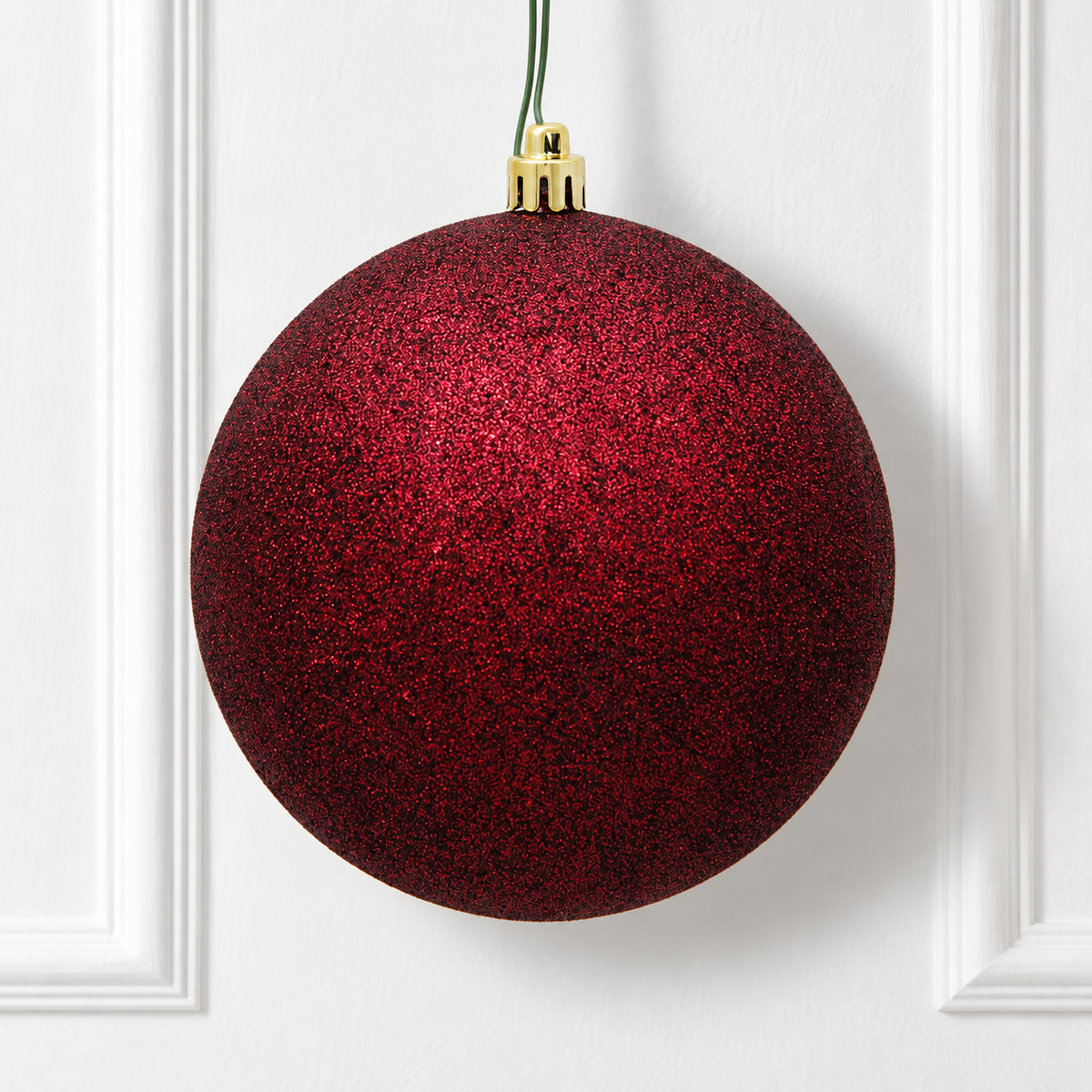 10" Shatterproof Ball Ornament - Burgandy - Glitter — view 2