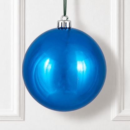 10" Shatterproof Ball Ornament - Blue- Shiny - UV Treated — view 2