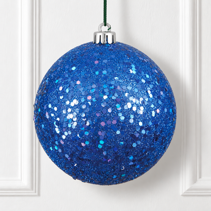10" Shatterproof Ball Ornament - Blue - Sequin — view 2