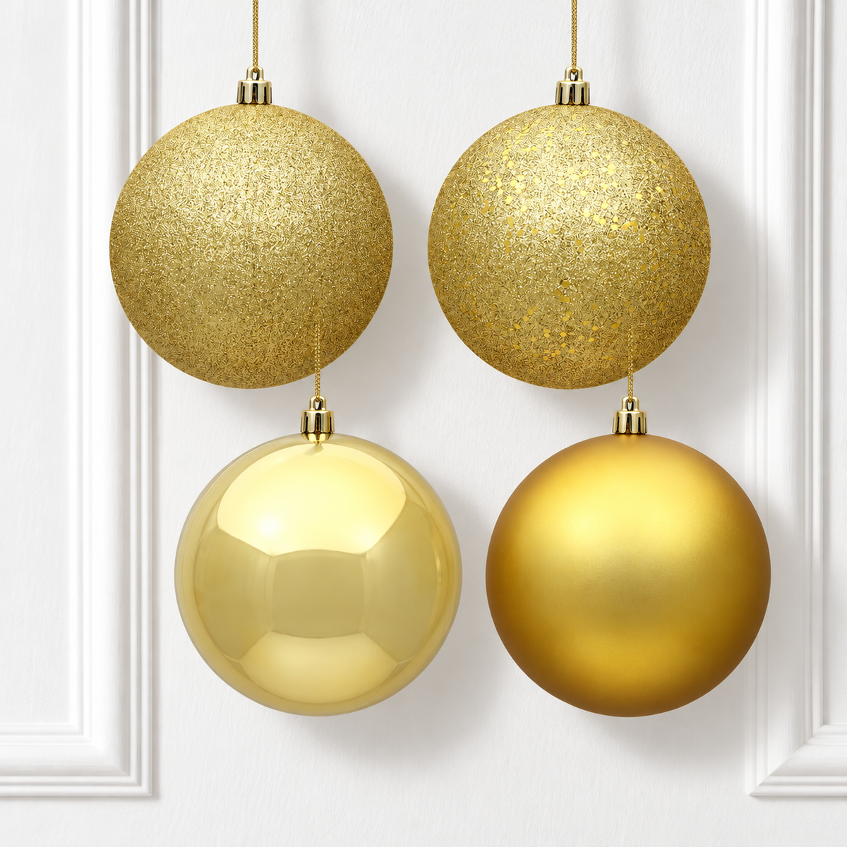 10" 4-Finish Shatterproof Ball Ornament Set - Gold - Set of 4 — view 2