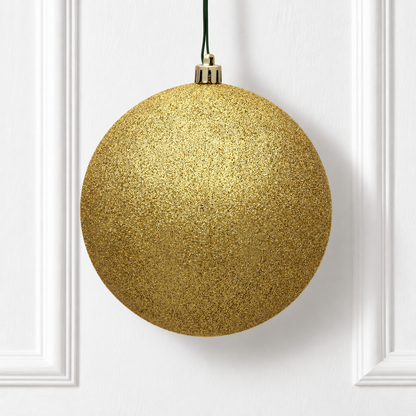 10" Shatterproof Ball Ornament - Gold - Glitter — view 2