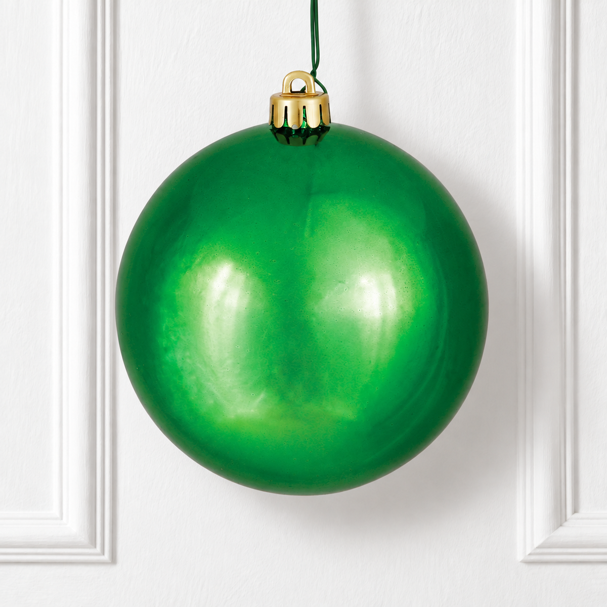 10" Shatterproof Ball Ornament - Green - Shiny - UV Treated — view 2