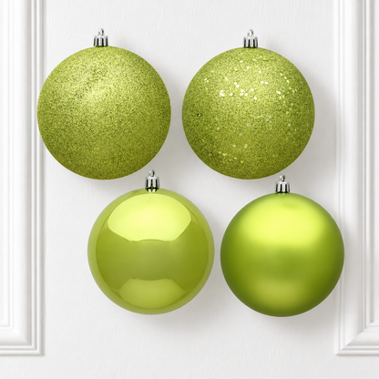 10" 4-Finish Shatterproof Ball Ornament Set - Lime - Set of 4 — view 2