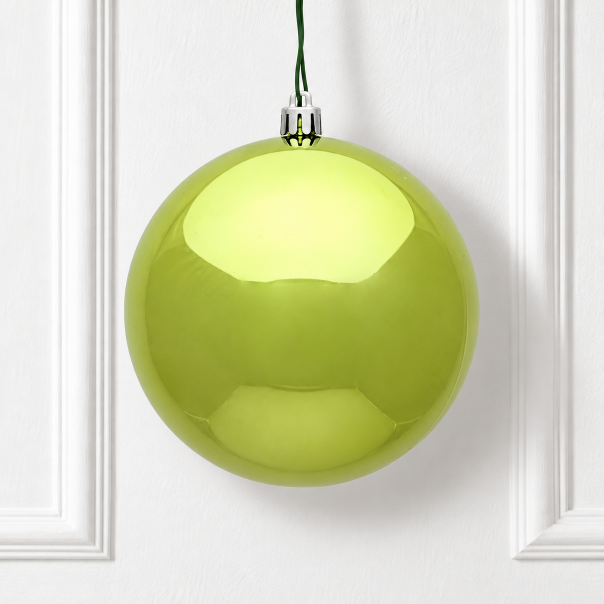 10" Shatterproof Ball Ornament - Lime - Shiny - UV Treated — view 2