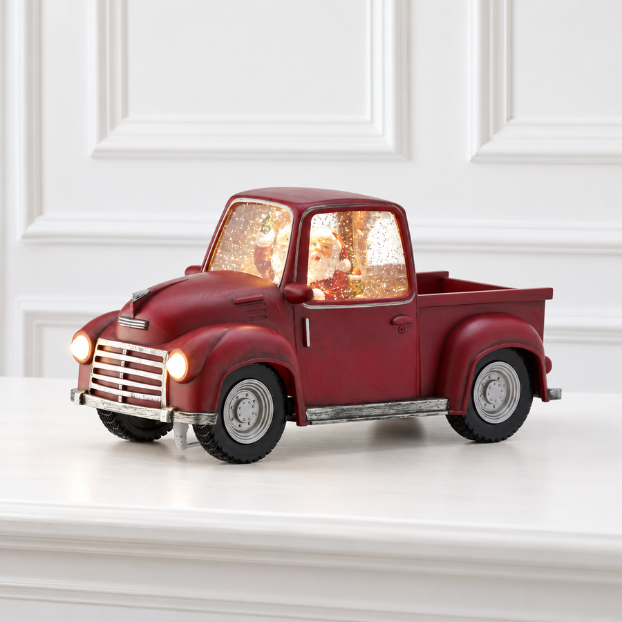Santa in Red Truck - 11" - LED Battery Timer