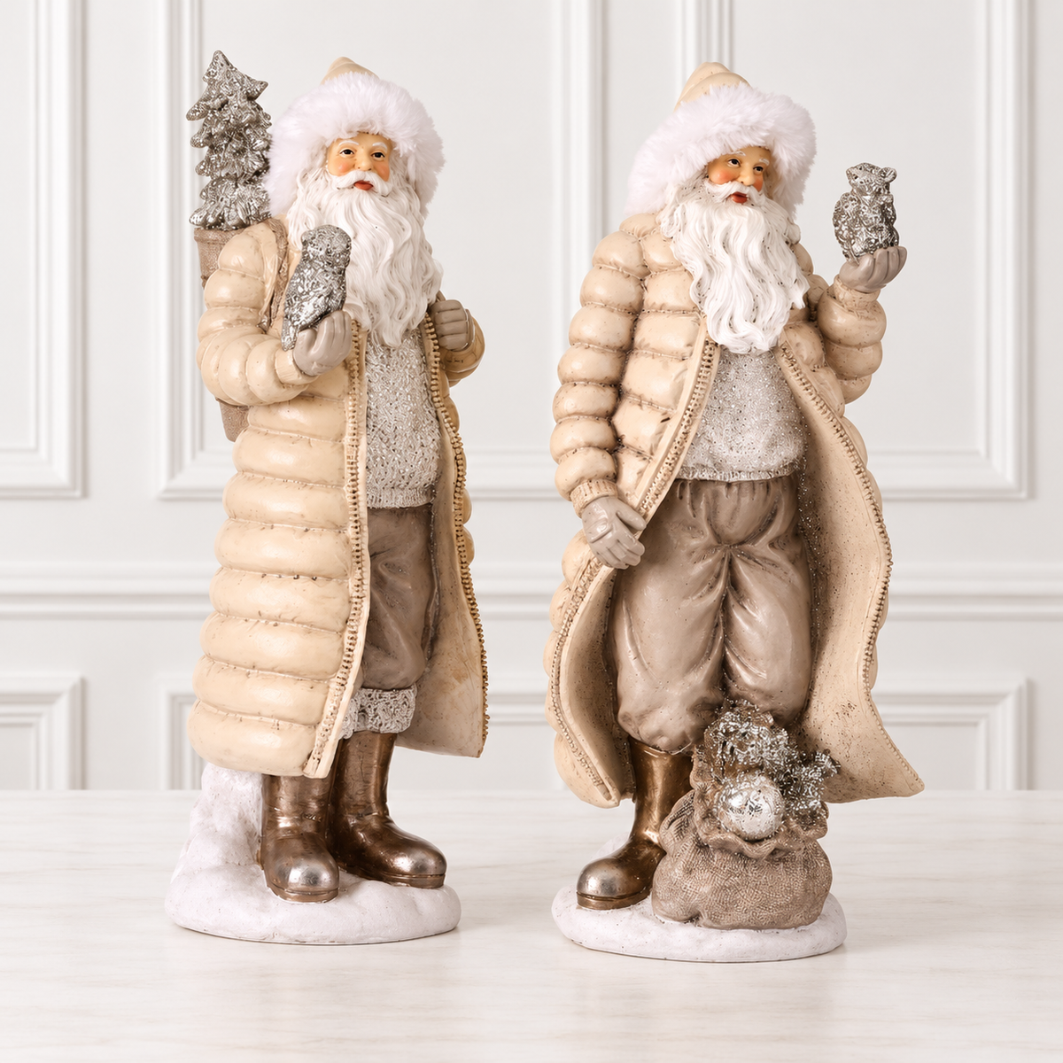 Forest Santa with Fur Hat - 12" - White/Silver - Set of 2 — view 2