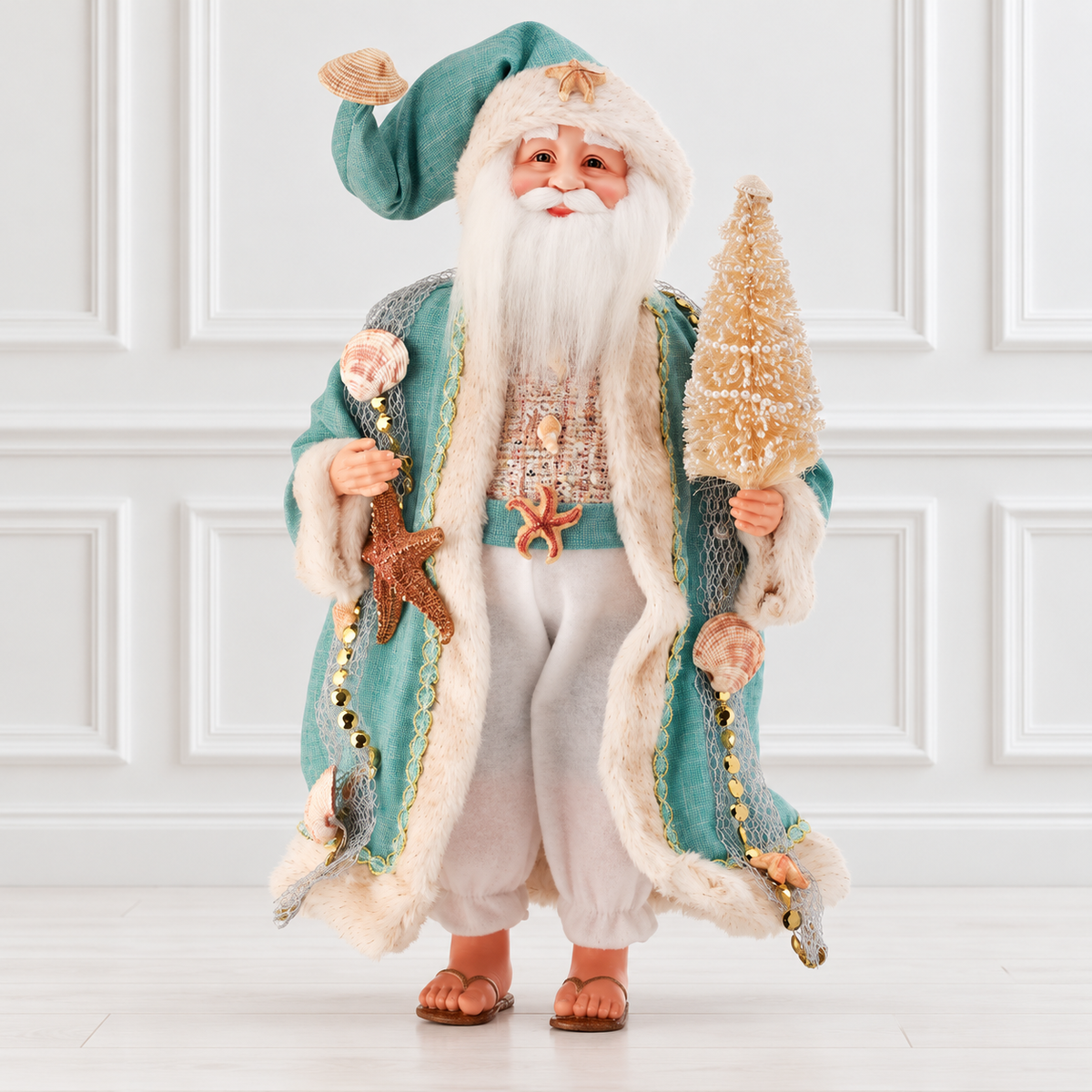 18" Fabric Under the Sea Santa - Aqua/Magenta — view 2