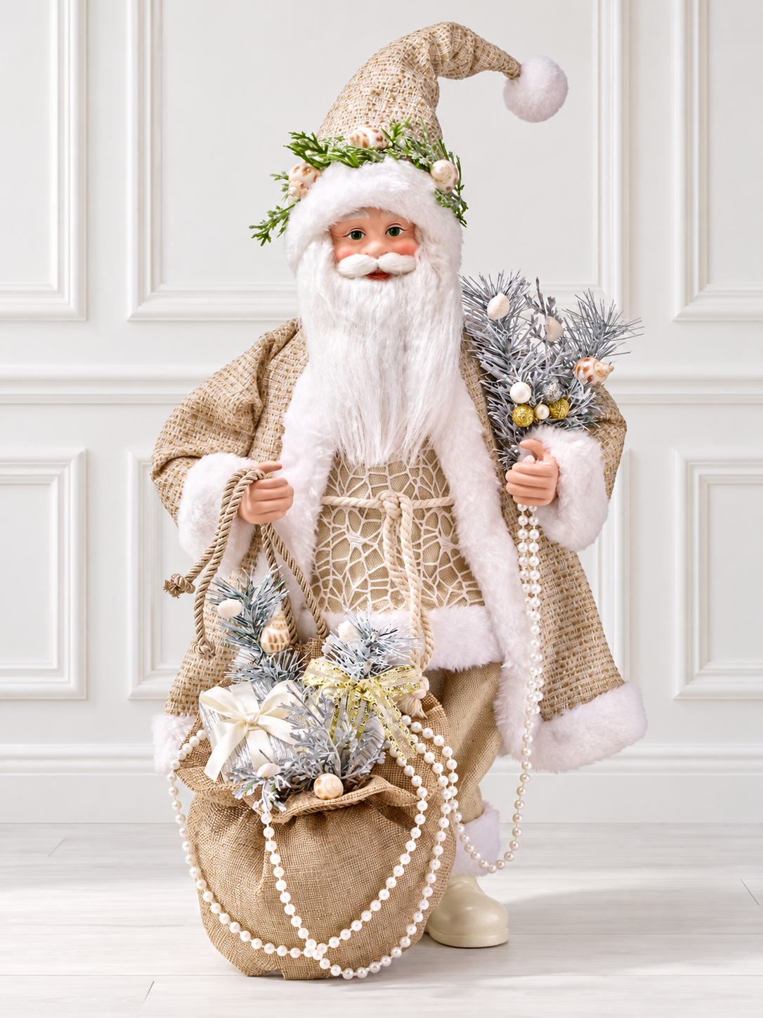 20" Coastal Santa w/Sack - Sand — view 2