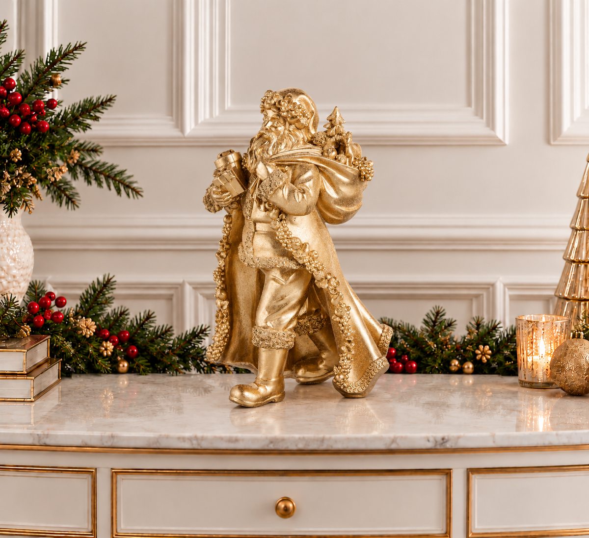 14" Fruit Trimmed Santa — view 2