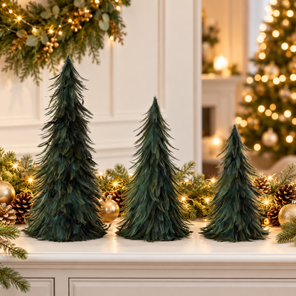 Wispy Green Feather Nesting Cone Tree Set - 14.5", 18.5" & 23.5" — view 2