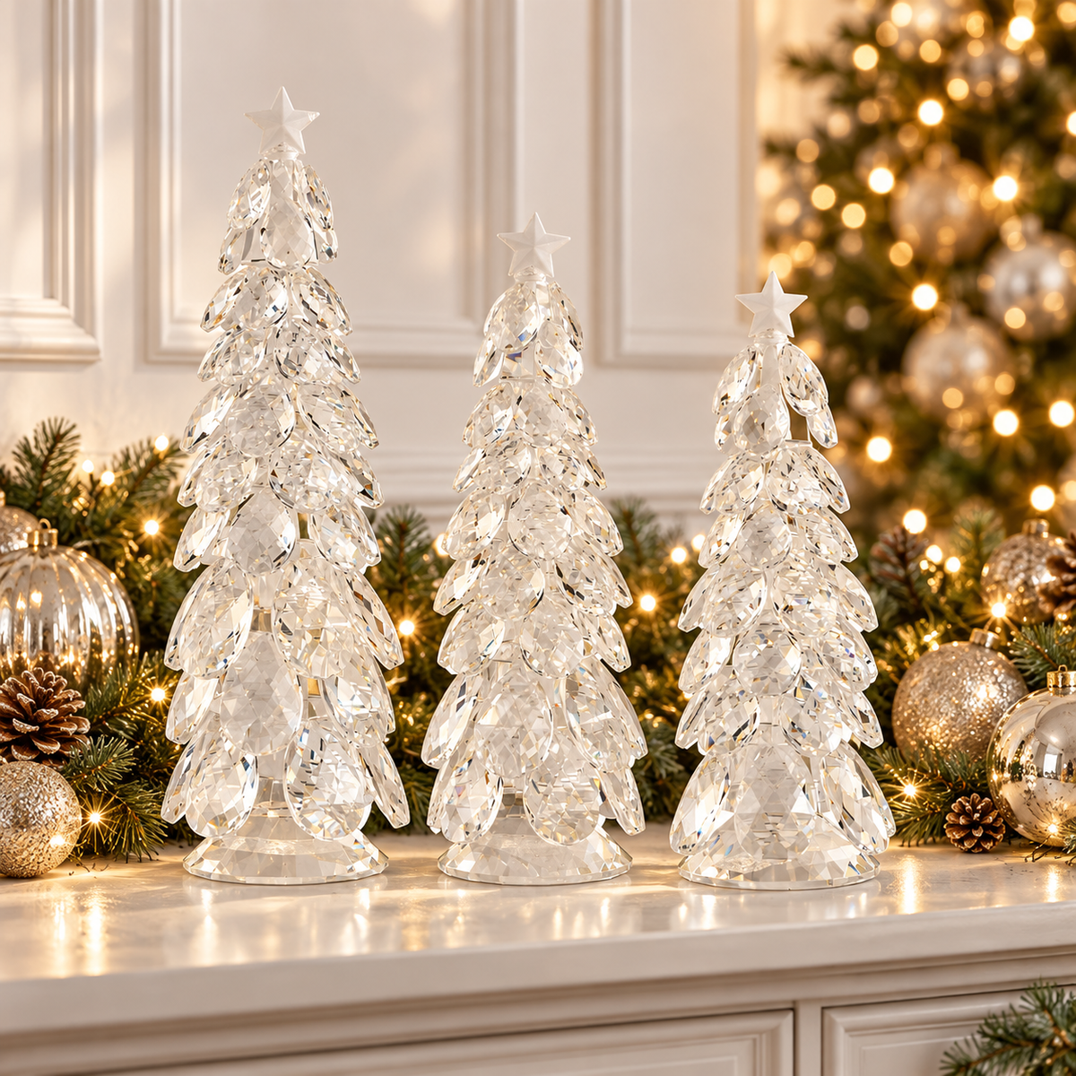 Crystal Teardrop Christmas Tree Set - 9", 11" & 12" - Set of 3 — view 2