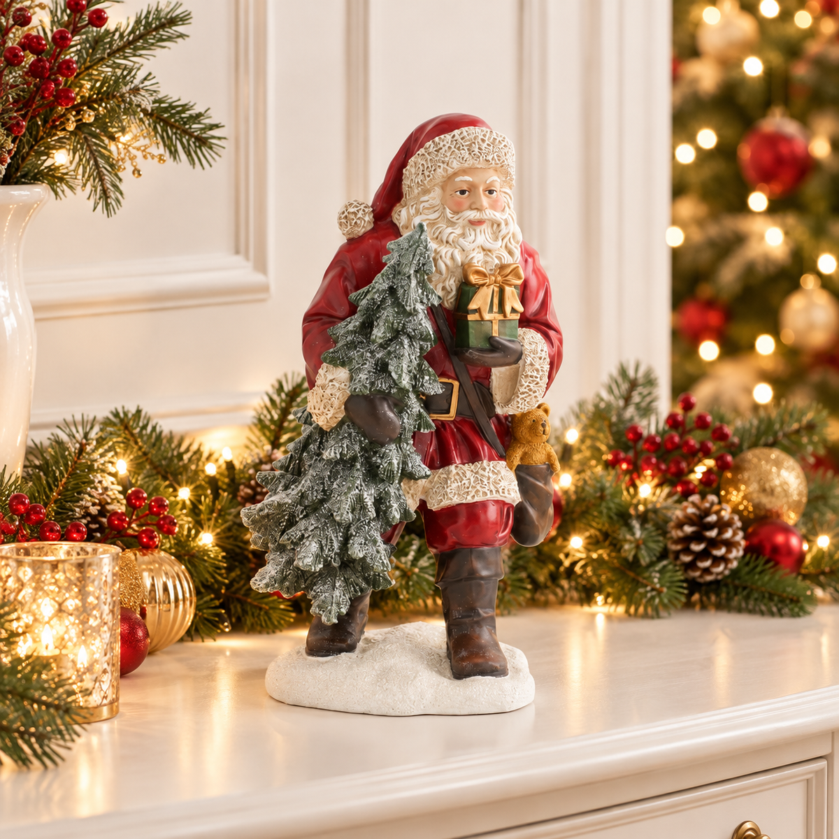 Vintage Santa with Glittered Tree - 23.5" — view 2