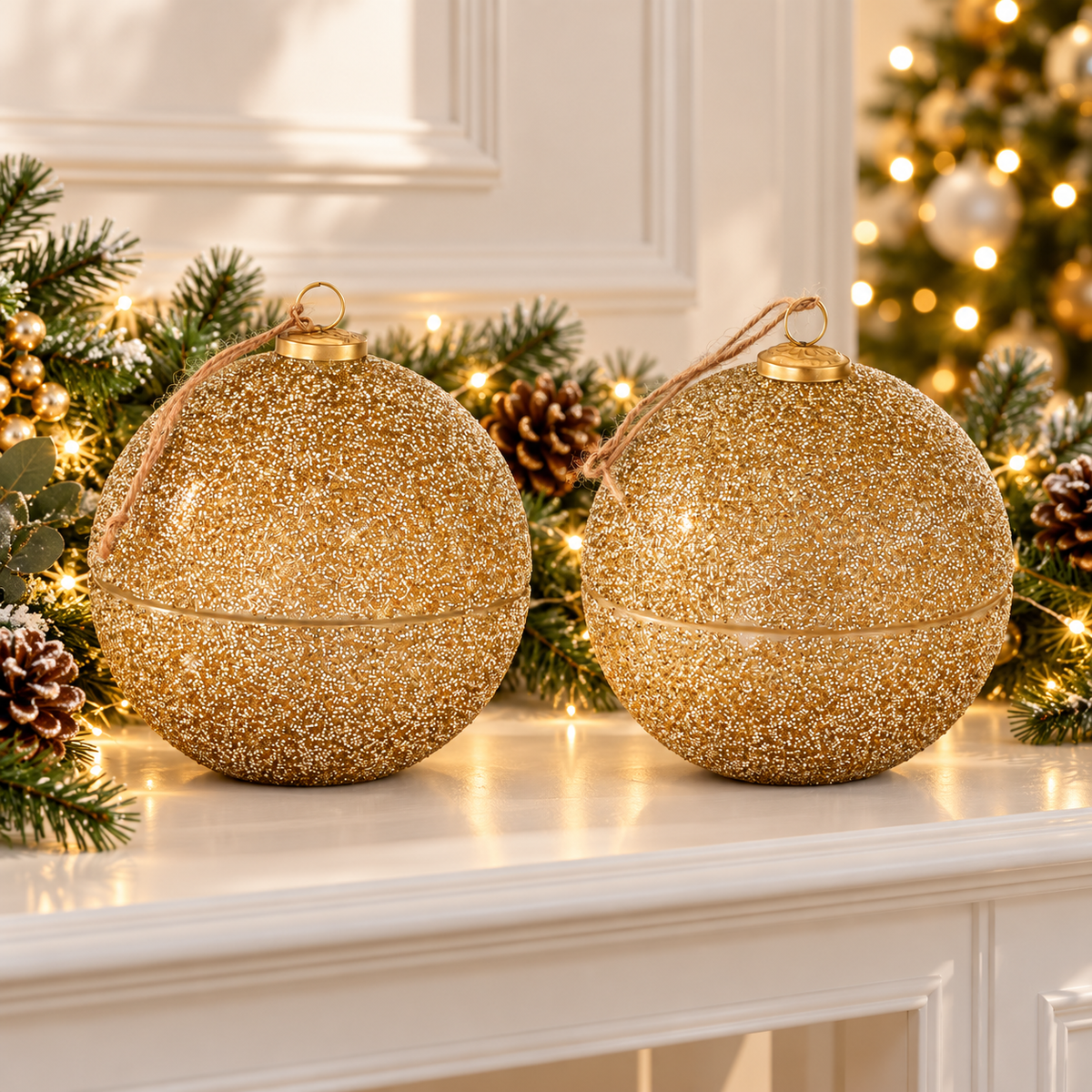 Gold Glittered Ornament Candle - 7.25" — view 2