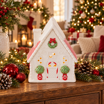 LED Christmas House - 9.25" - Glittered — view 2