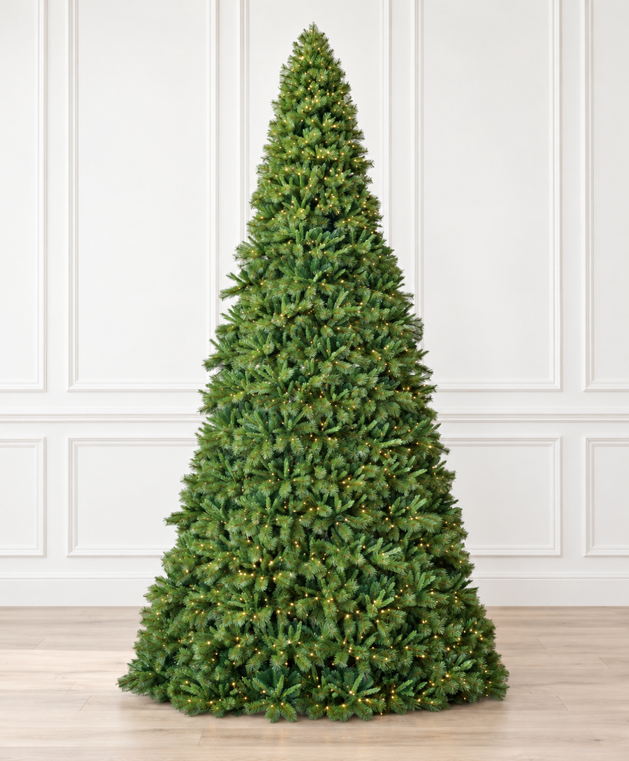 18' x 118" Belgium Mix Tower Christmas Tree - 4,750 Warm White Lights 18' x 118"