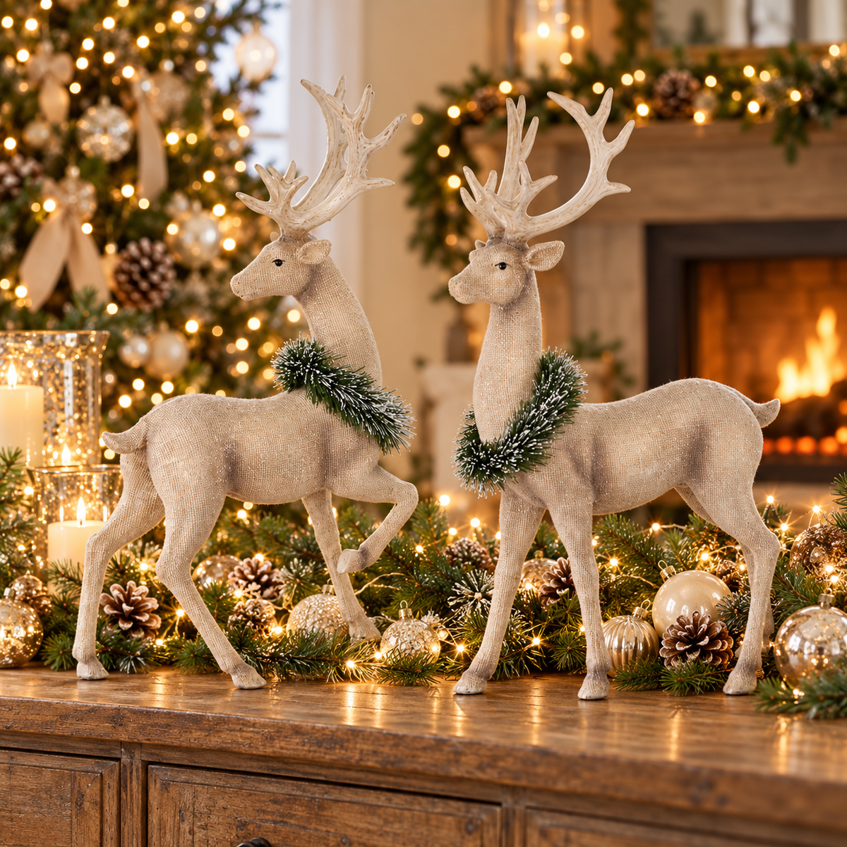 Deer with Frosted Burlap Finish - 18" - Set of 2 — view 2