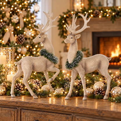 Deer with Frosted Burlap Finish - 18" - Set of 2 — view 2