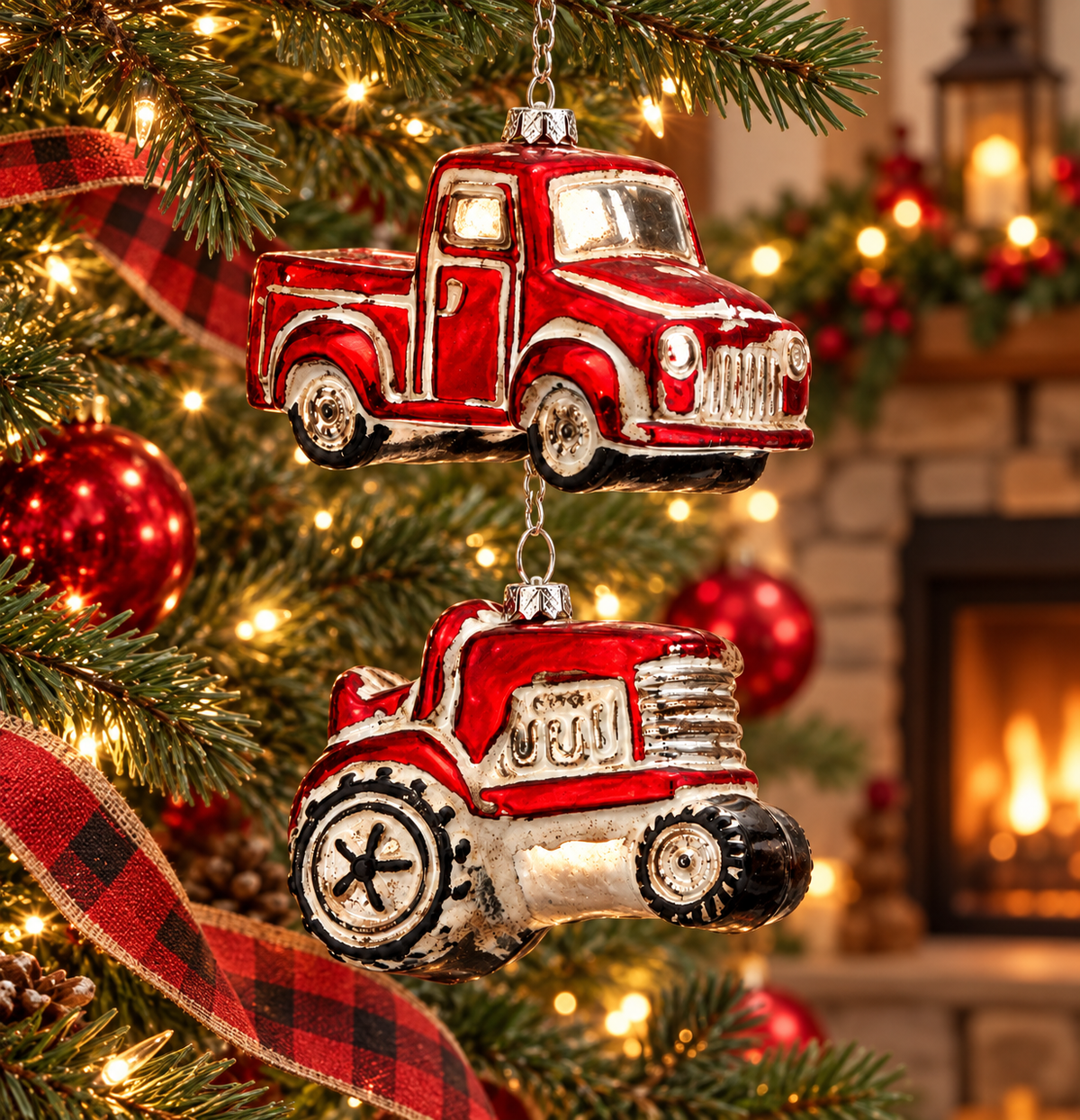 3.5" Antique Farm Tractor & Truck Ornament Set - Set of 2 — view 3