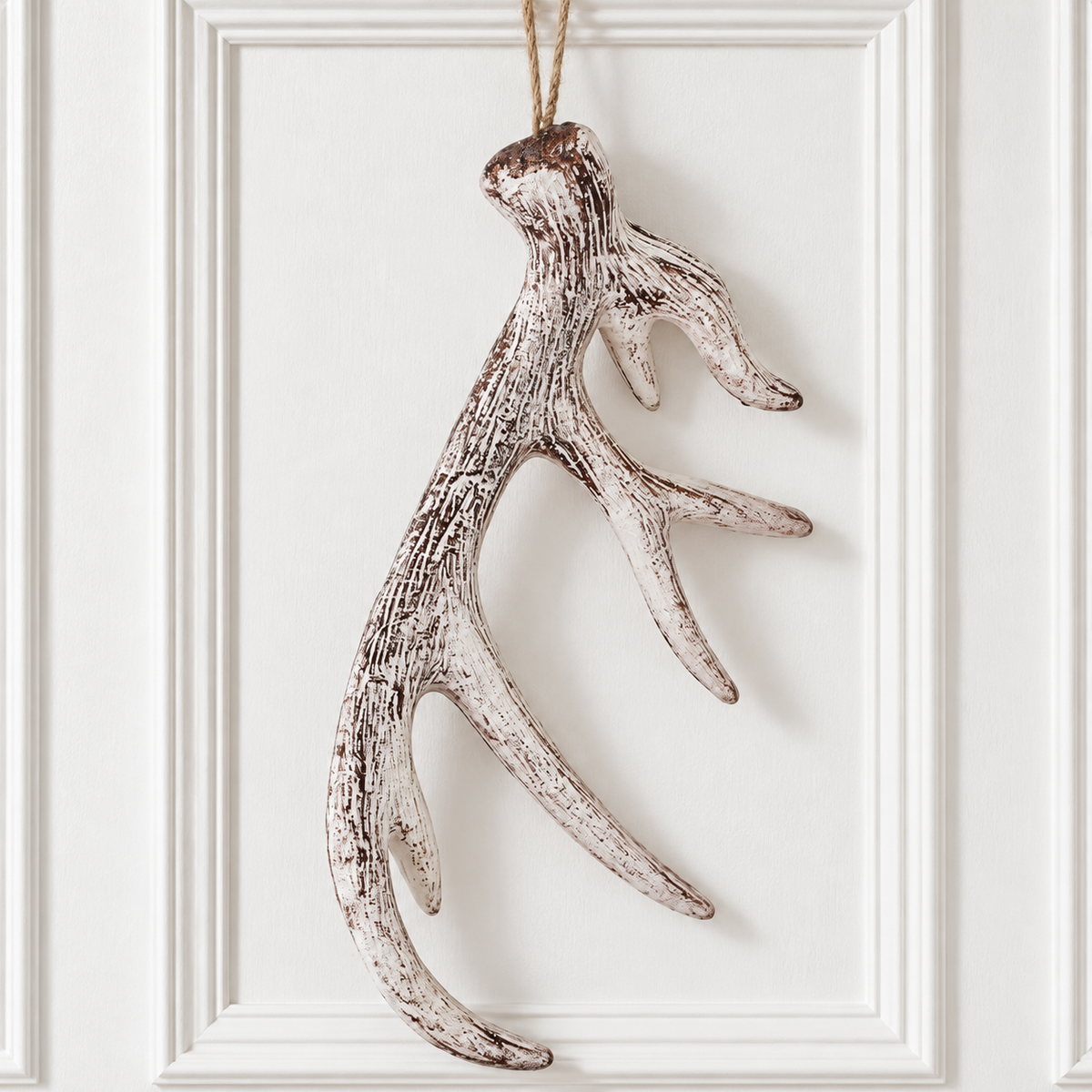 10" Plastic Glitter Frost Deer Antler Ornament — view 2
