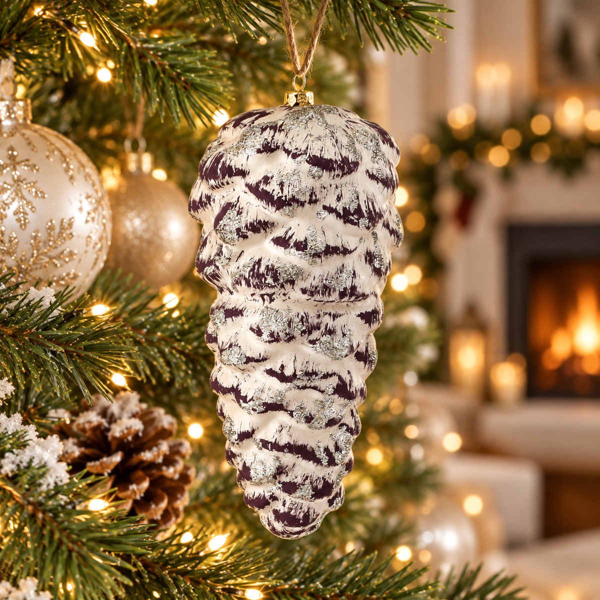 7.5" Glitter Frost Pinecone Ornament — view 3