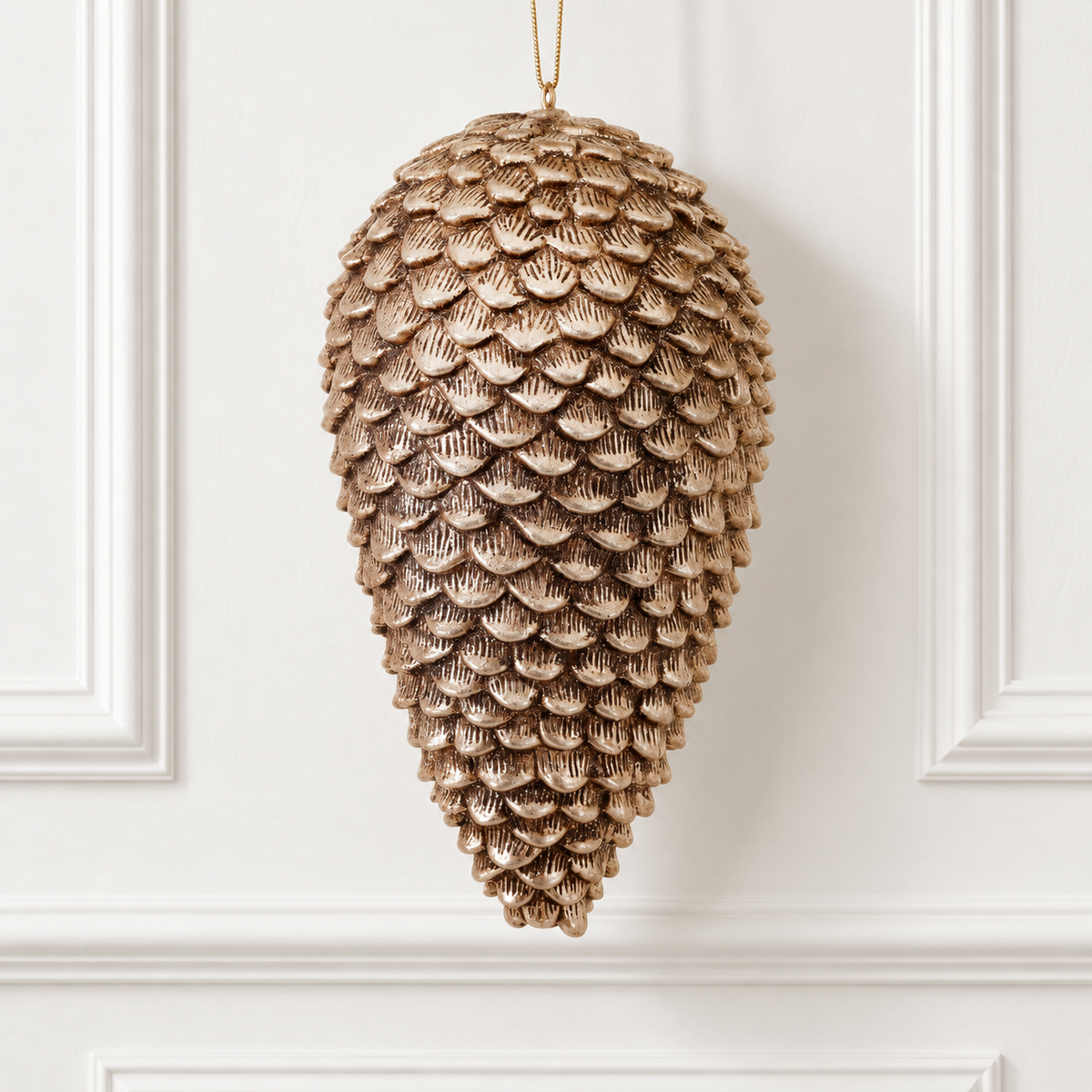 9" Glitter Sequoia Pinecone Ornament - Champagne — view 2