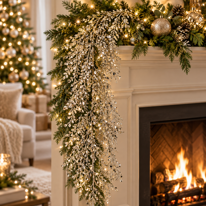 48" Glitter / Sequin Artemesia Garland - Platinum — view 2