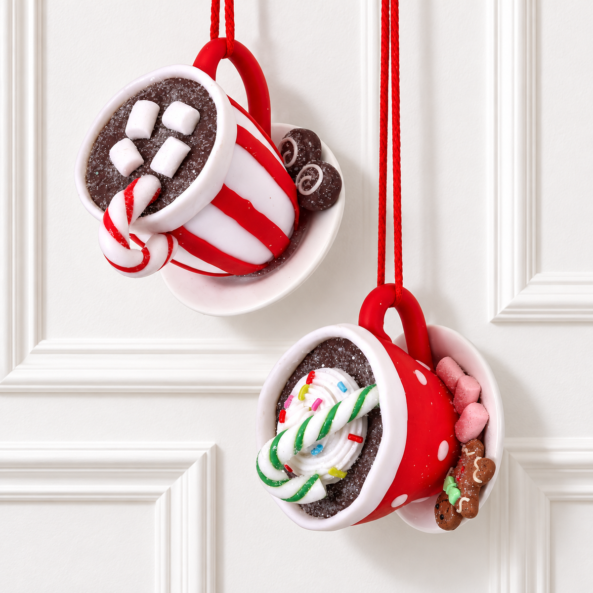Cocoa & Candy Mug Ornament Set - 3" - Set of 2 — view 1