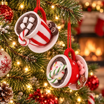 Cocoa & Candy Mug Ornament Set - 3" - Set of 2 — view 2
