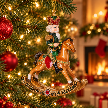 10" Royal Jeweled Nutcracker Rocking Horse Ornament — view 2