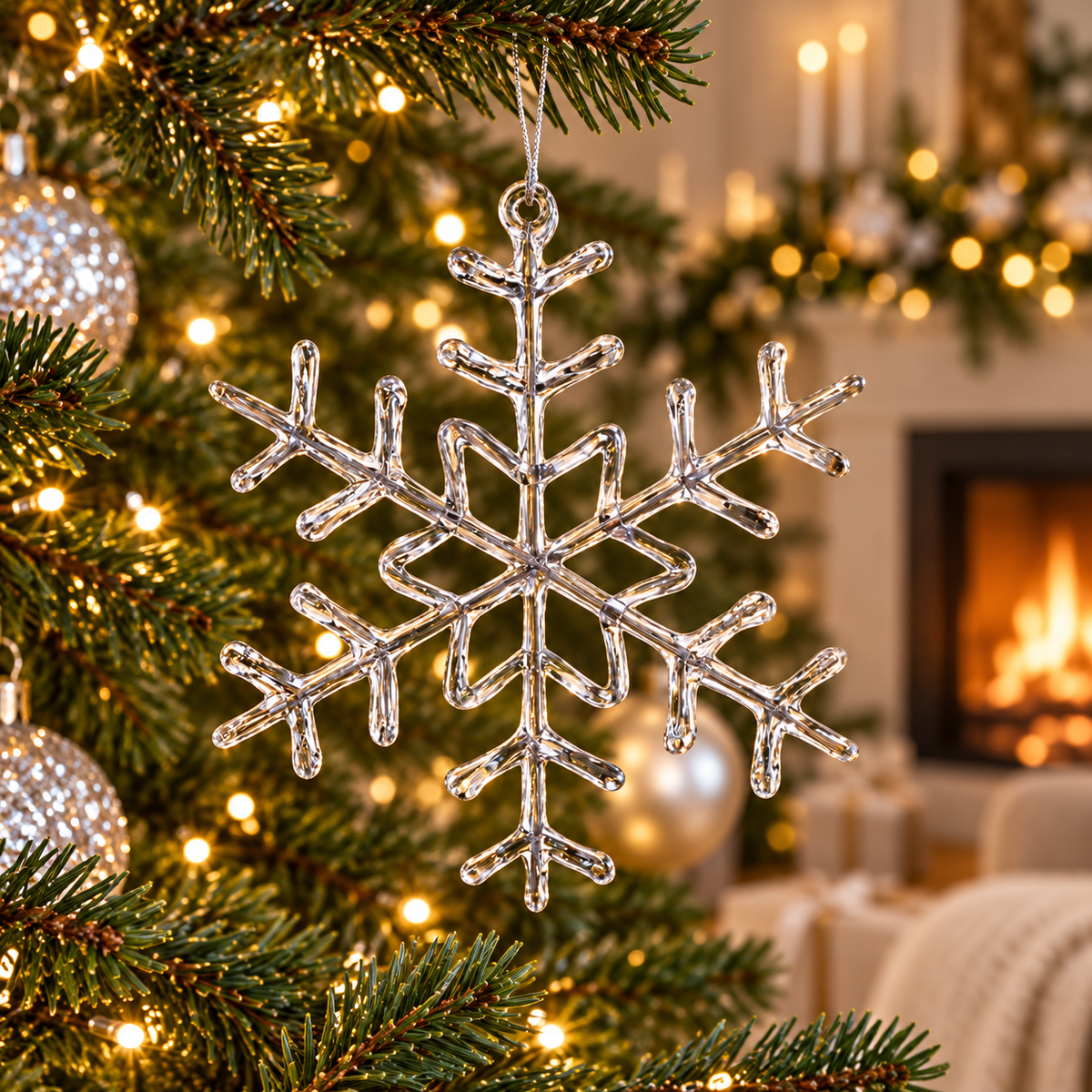 9" Clear Snowflake Ornament — view 3