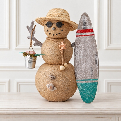 13" Sand Seashore Dude Snowman - Natural/Frost — view 2