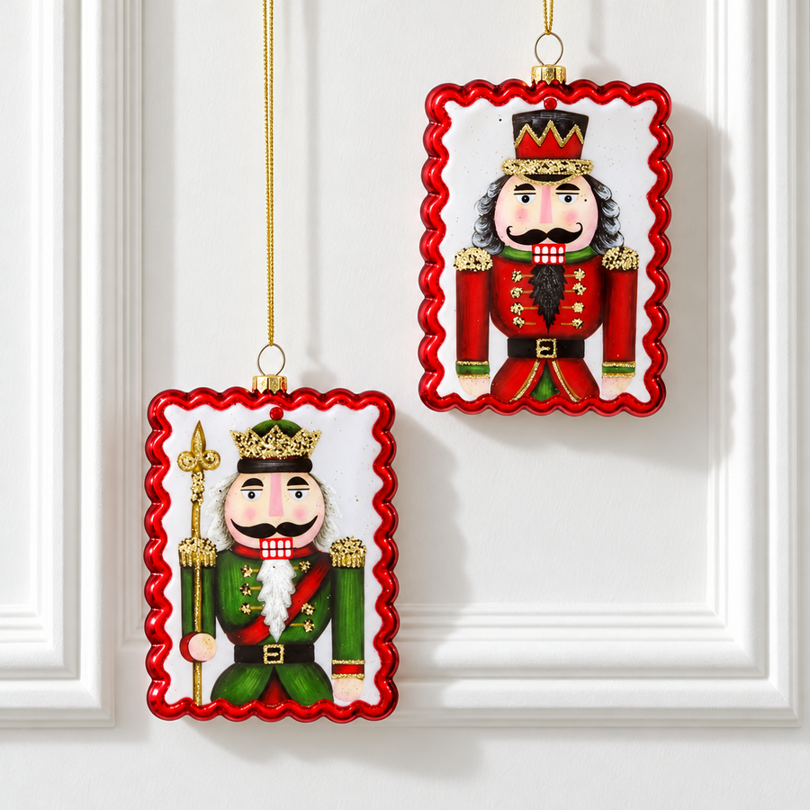 5" Glass Nutcracker Ornament - Set of 2
