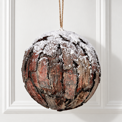 10" Bark Ornament with Snow — view 2