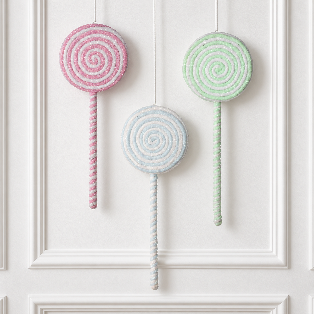 14" Frosted Pastel Lollipop Ornament - Set of 3 — view 1