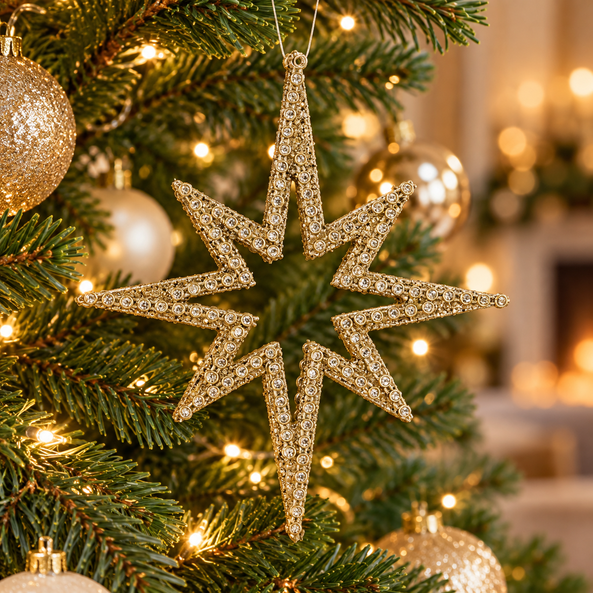 6.25" Jewel Beaded Cutout Star Ornament — view 2