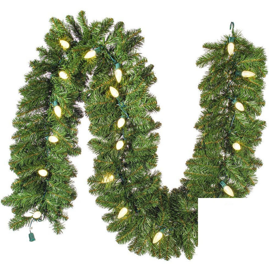 9' x 18" Warm White Deluxe Sequoia Fir Garland 9'- 18"- Warm White