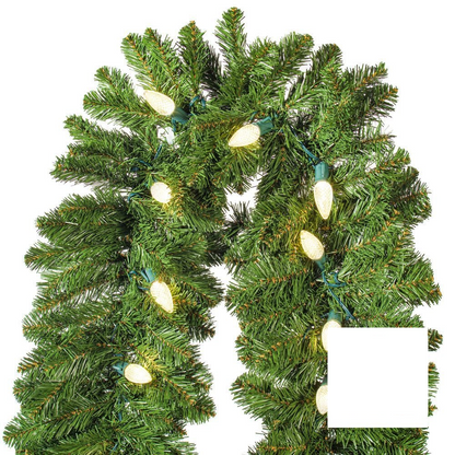 9' x 18" Warm White Deluxe Sequoia Fir Garland — view 2