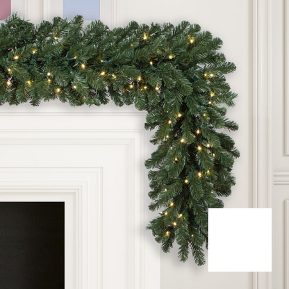 9' x 18" Warm White Deluxe Sequoia Fir Garland — view 3