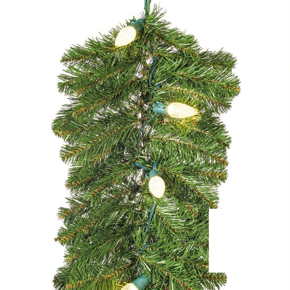 9' x 18" Warm White Deluxe Sequoia Fir Garland — view 4