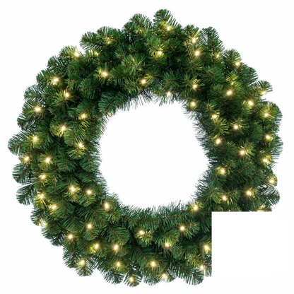 24" Warm White Deluxe Sequoia Fir Wreath — view 1