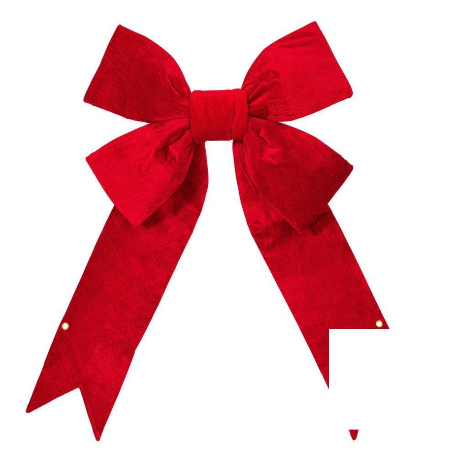 24" Premium Velvet Structural Christmas Bow - Red - UV Treated 24"- Red- None