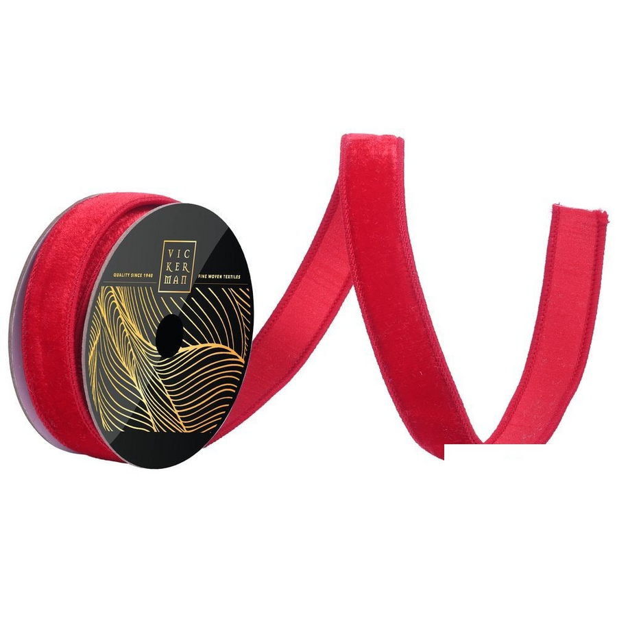 1" Ribbon - Velvet Dupion - 10 Yard Roll - Red Red