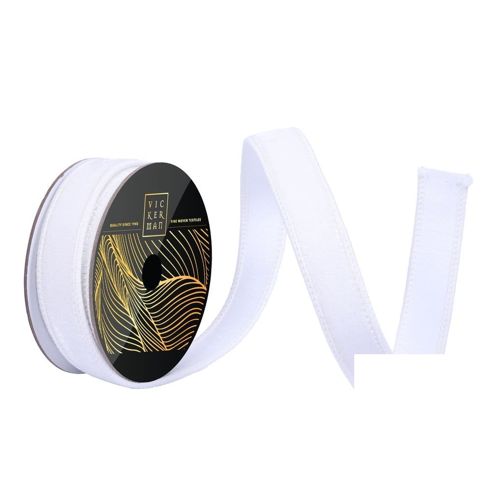 1" Ribbon - Velvet Dupion - 10 Yard Roll - White — view 1